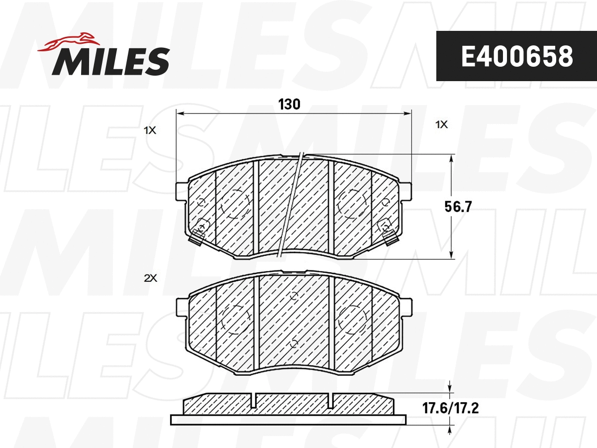 Kit de plaquettes de frein, frein à disque MILES E400658