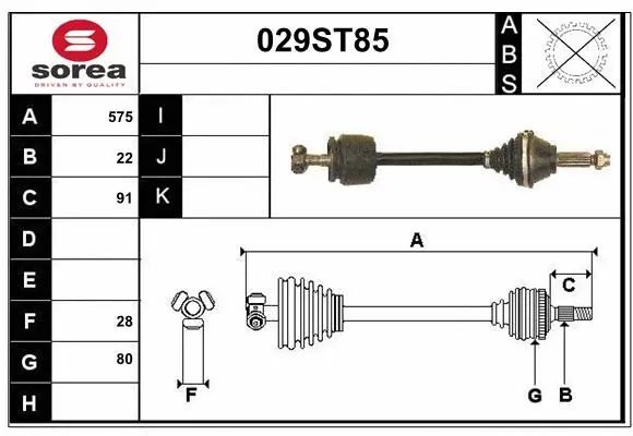 Arbre de transmission STARTCAR 029ST85