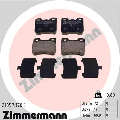 Kit de plaquettes de frein, frein à disque ZIMMERMANN 21857.170.1
