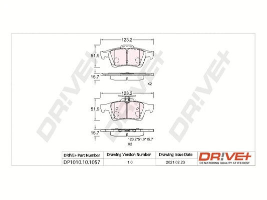 Kit de plaquettes de frein, frein à disque Dr!ve+ DP1010.10.1057