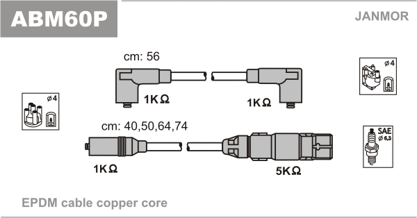Kit de câbles d'allumage JANMOR ABM60P