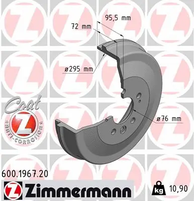 Tambour de frein ZIMMERMANN 600.1967.20