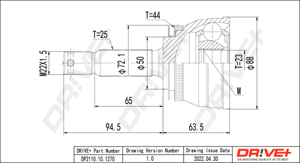 Jeu de joints, arbre de transmission Dr!ve+ DP2110.10.1270