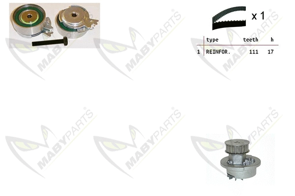 Pompe à eau + kit de courroie crantée MABYPARTS OBKWP0106