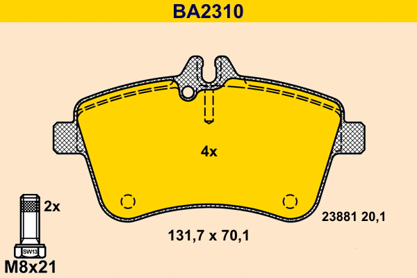 Kit de plaquettes de frein, frein à disque BARUM BA2310