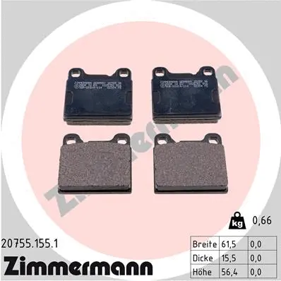 Kit de plaquettes de frein, frein à disque ZIMMERMANN 20755.155.1