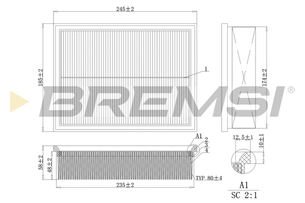 Filtre à air BREMSI FA2125