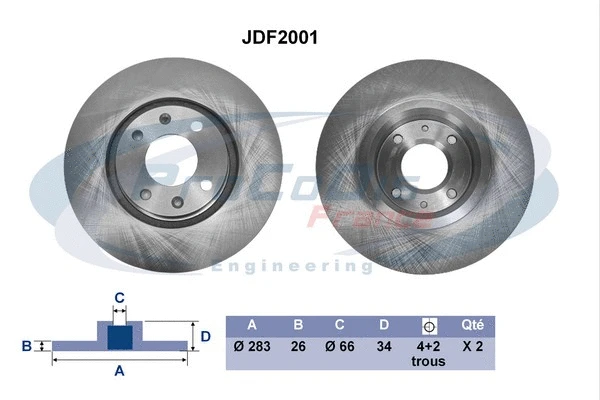 Disque de frein PROCODIS FRANCE JDF2001