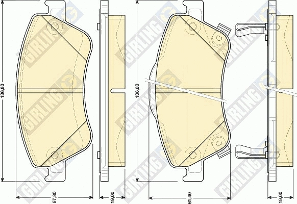 Kit de plaquettes de frein, frein à disque GIRLING 6134814