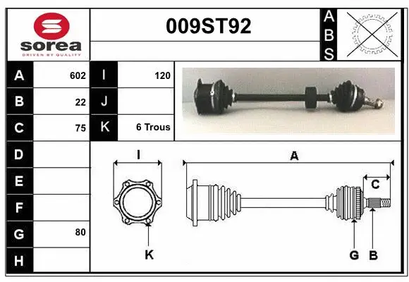 Arbre de transmission STARTCAR 009ST92