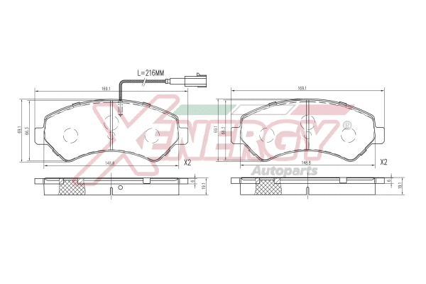 Kit de plaquettes de frein, frein à disque AP XENERGY X41207