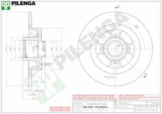 Disque de frein PILENGA 5726