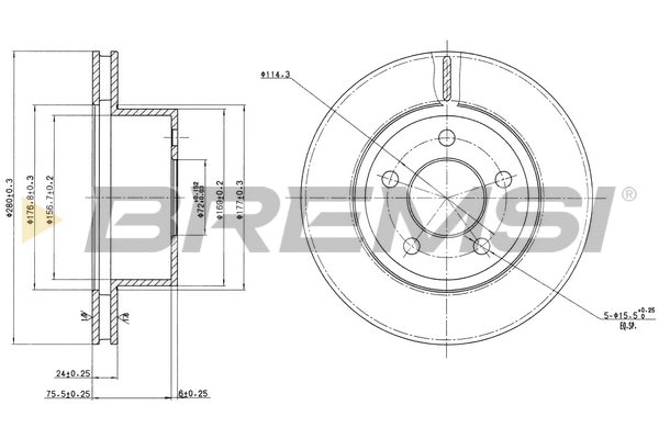 Disque de frein BREMSI CD7027V