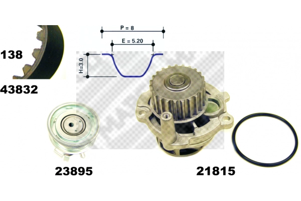 Pompe à eau + kit de courroie crantée MAPCO 41832