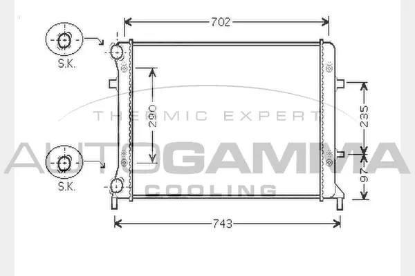 Radiateur, refroidissement du moteur AUTOGAMMA 104749