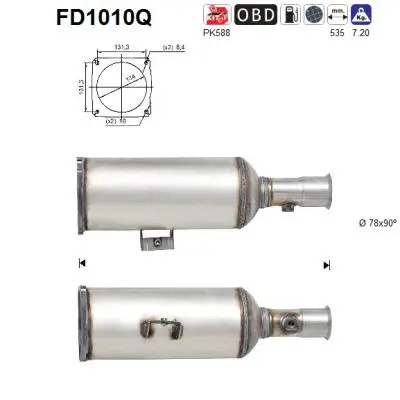 Filtre à particules / à suie, échappement AS FD1010Q
