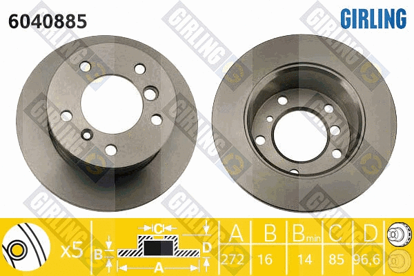 Disque de frein GIRLING 6040885