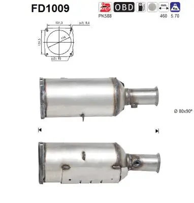 Filtre à particules / à suie, échappement AS FD1009