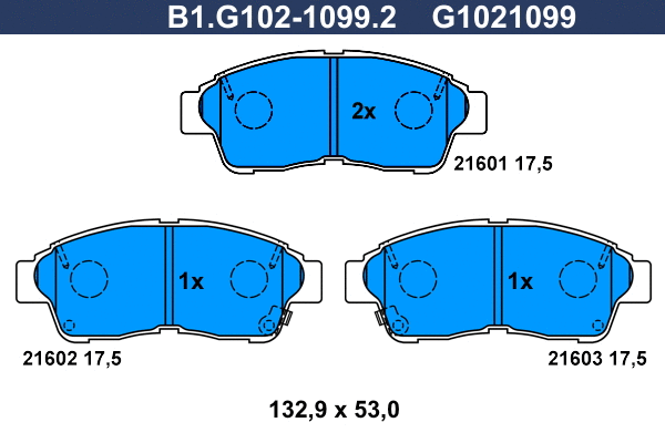 Kit de plaquettes de frein, frein à disque GALFER B1.G102-1099.2