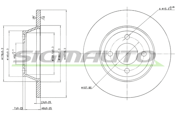 Disque de frein SIGMAUTO DBA518S