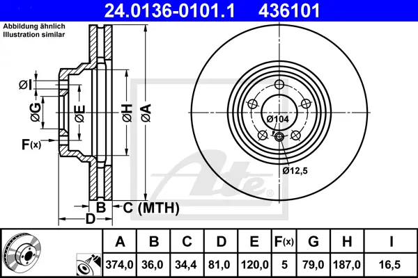 Disque de frein ATE-APAC 24.0136-0101.1