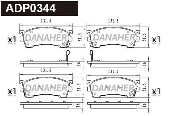 Kit de plaquettes de frein, frein à disque DANAHER ADP0344