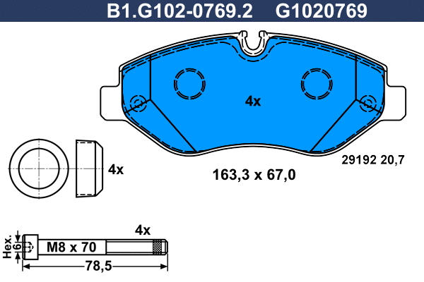 Kit de plaquettes de frein, frein à disque GALFER B1.G102-0769.2