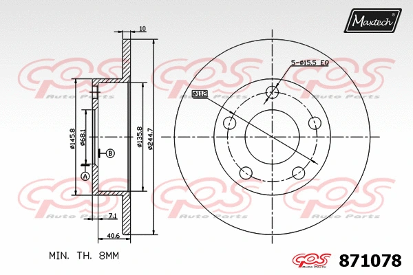 Disque de frein MAXTECH 871078