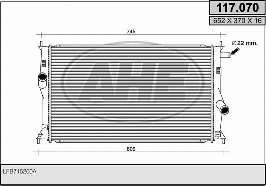Radiateur, refroidissement du moteur AHE 117.070