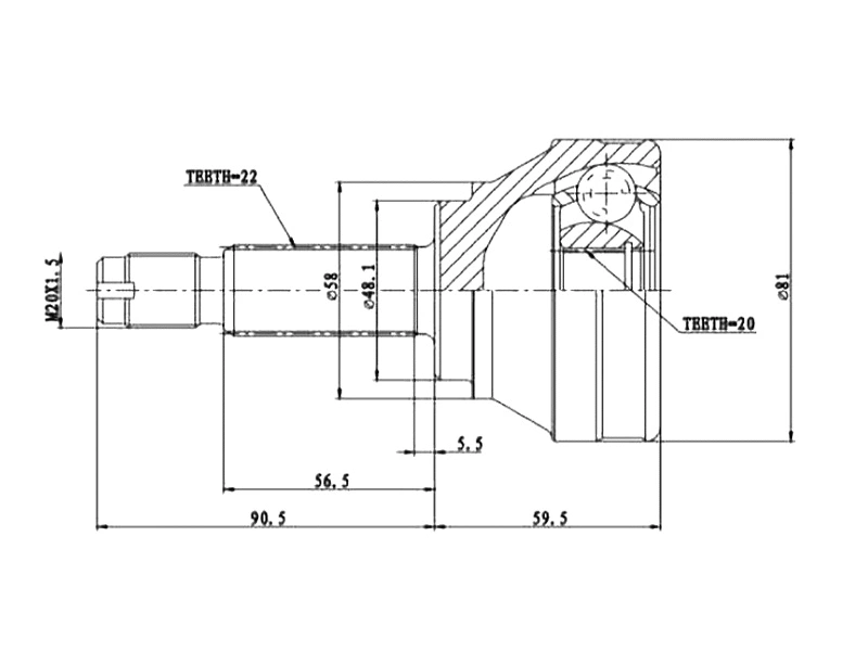 Jeu de joints, arbre de transmission A.Z. Meisterteile AZMT-43-030-1077