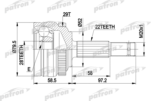 Jeu de joints, arbre de transmission PATRON PCV1116