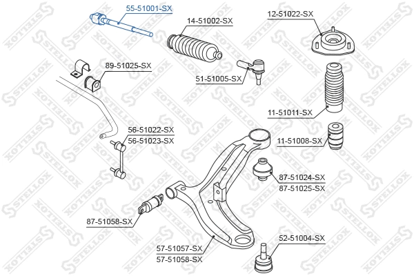 Rotule de direction intérieure, barre de connexion STELLOX 55-51001-SX