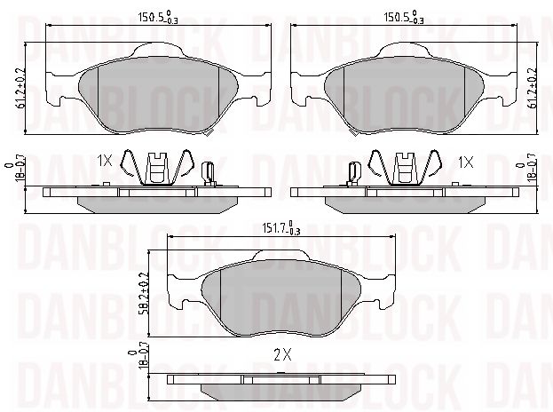 Kit de plaquettes de frein, frein à disque DANBLOCK DB 510454