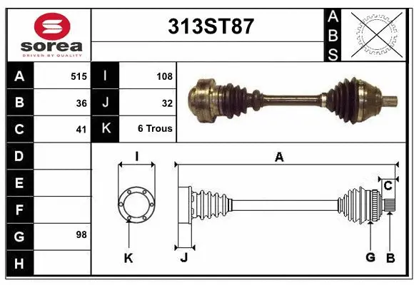 Arbre de transmission STARTCAR 313ST87