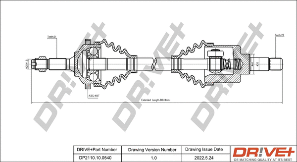 Arbre de transmission Dr!ve+ DP2110.10.0540