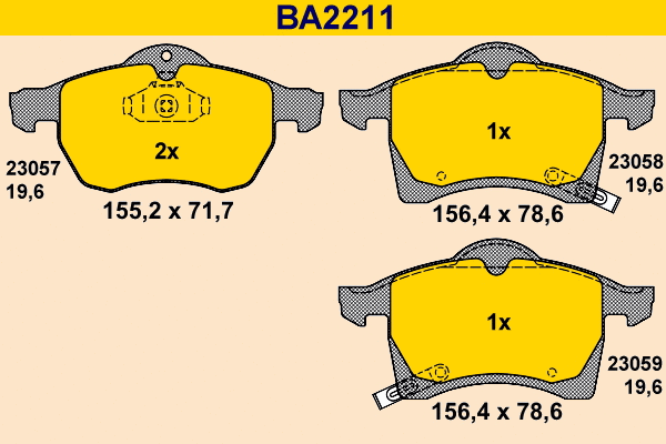 Kit de plaquettes de frein, frein à disque BARUM BA2211