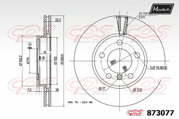 Disque de frein MAXTECH 873077