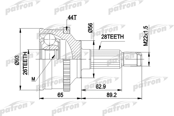 Jeu de joints, arbre de transmission PATRON PCV1328