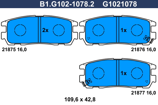 Kit de plaquettes de frein, frein à disque GALFER B1.G102-1078.2