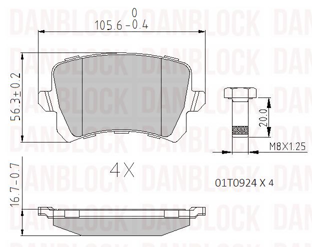 Kit de plaquettes de frein, frein à disque DANBLOCK DB 510853