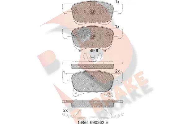 Kit de plaquettes de frein, frein à disque R BRAKE RB2221