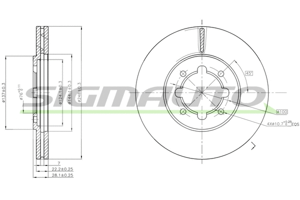 Disque de frein SIGMAUTO DBA609V