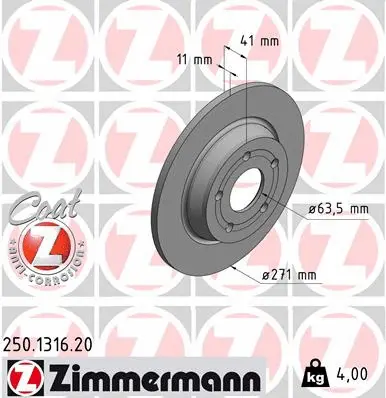 Disque de frein ZIMMERMANN 250.1316.20
