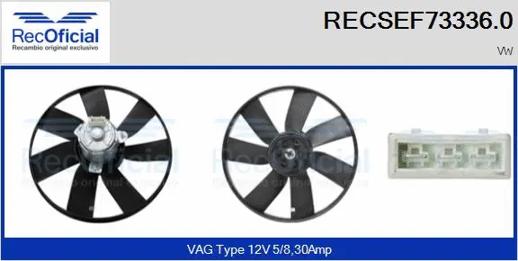 Ventilateur, refroidissement du moteur RECOFICIAL RECSEF73336.0