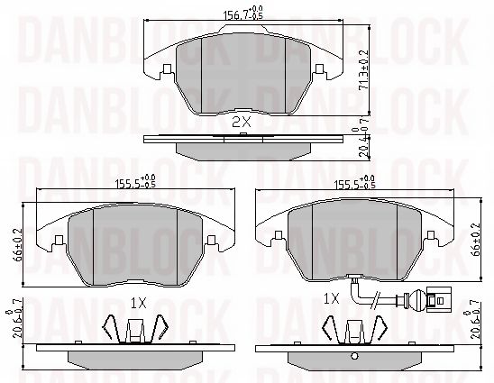 Kit de plaquettes de frein, frein à disque DANBLOCK DB 510222