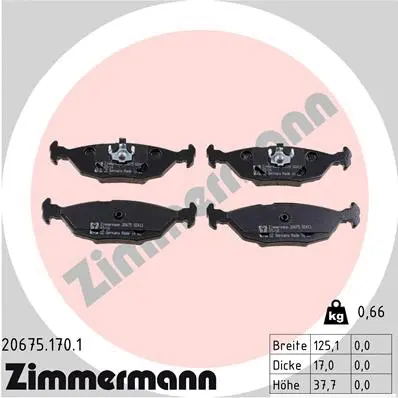 Kit de plaquettes de frein, frein à disque ZIMMERMANN 20675.170.1