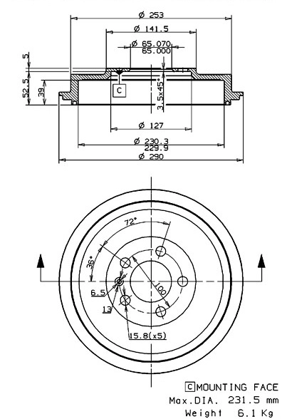 Tambour de frein VILLAR 627.0276