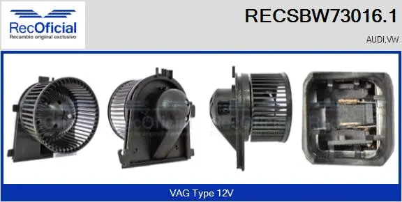 Pulseur d'air habitacle RECOFICIAL RECSBW73016.1