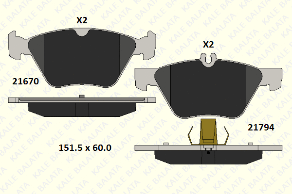 Kit de plaquettes de frein, frein à disque KALE 21670 203 05