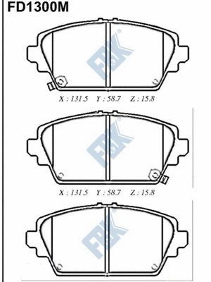 Kit de plaquettes de frein, frein à disque FBK FD1300M